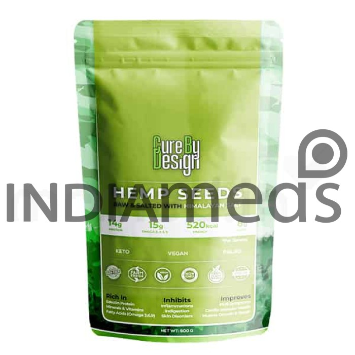 Cure By Design Hemp Seed Toasted with Pink Salt 500gm